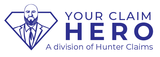 The logo developed for Your Claim Hero in blue with a transparent background